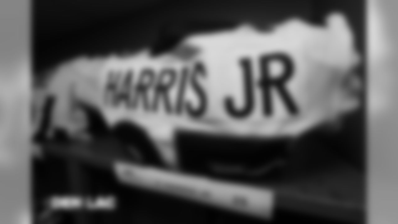 Chris Harris Jr.'s jerset in the locker room pregame before the Broncos' Week 11 game against the Los Angeles Chargers at StubHub Center on November 18, 2018.