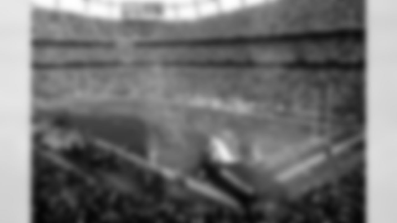 An overview of Invesco Field during the player introductions against the Kansas City Chiefs at Invesco Field at Mile High in Denver, CO on December 7, 2003.