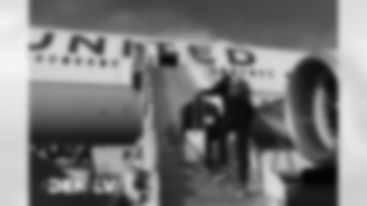 Justin Simmons on the tarmac at Denver International Airport on November 14, 2020 during the team's travel to Las Vegas for a Week 10 game against the Raiders. (Photo by Joe Abdellah)