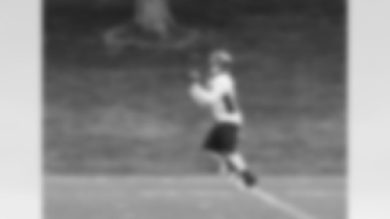 RB Lance Ball makes an over-the-shoulder grab near the sidelines.
