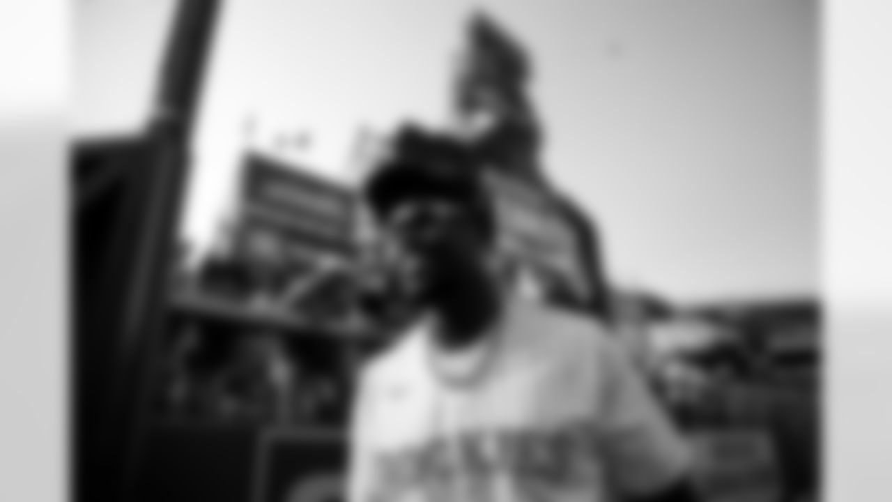 Von Miller exits the field at the 2021 MLB All-Star Celebrity Softball Game at Coors Field on July 11, 2021. (Photo by Ben Swanson)