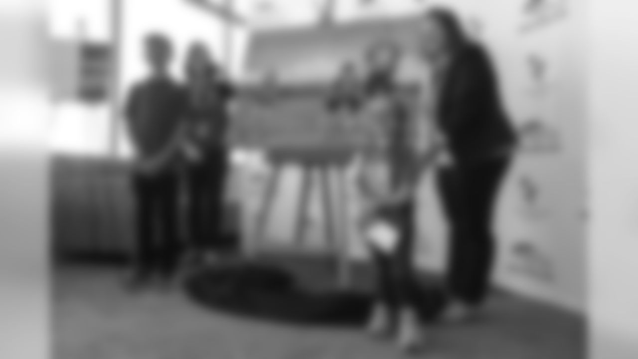 At the unveiling of a painting featuring former Broncos QB Peyton Manning and two patients from Children's Hospital Colorado at the hospital's south campus in Highlands Ranch on November 6, 2018.