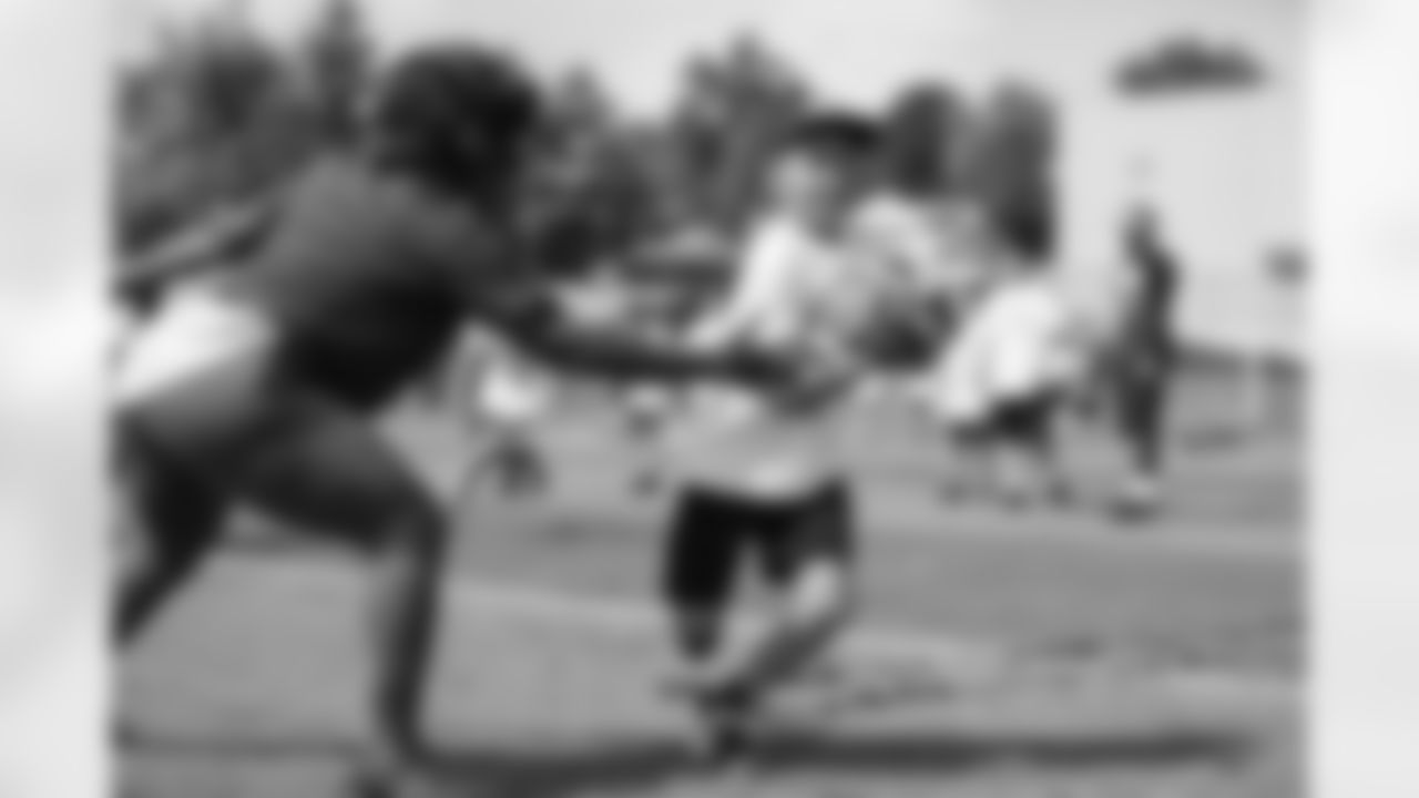 A camper at Melvin Gordon III's youth football camp in Englewood, Colorado on June 29, 2021. (Photo by Ben Swanson)