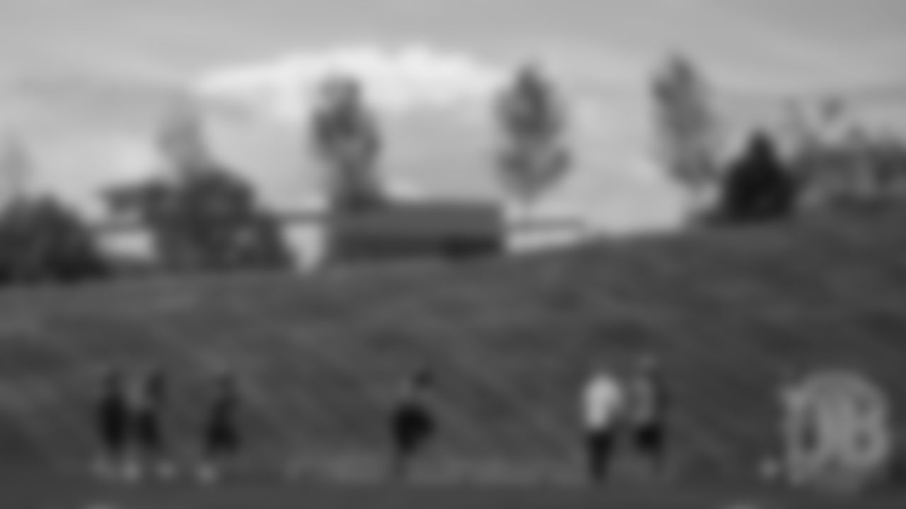 The running backs during the Broncos' practice on the eight day of their OTAs on May 30, 2019.