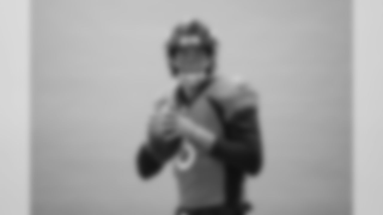Drew Lock during a media session with green screens and a photo studio for early reports at UCHealth Training Center on July 31, 2020. (Photo by Ben Swanson)
