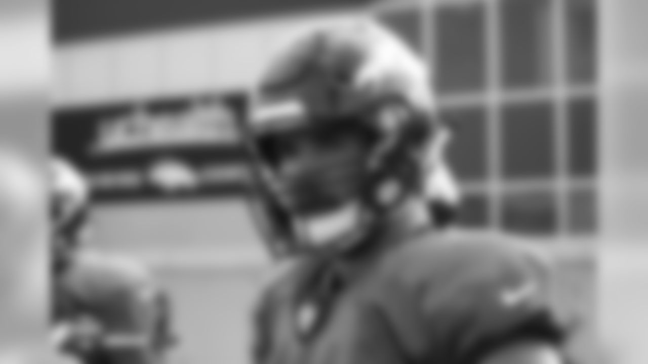 Fullback Andy Janovich (32) at the fifth day of training camp on August 1, 2018, at UCHealth Training Center.