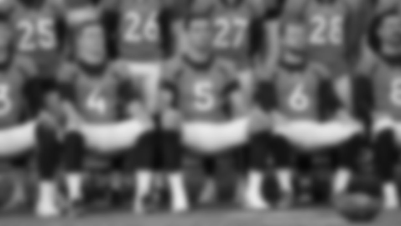 Brett Rypien, Joe Flacco and Colby Wadman at the annual team photo on September 28, 2019. (Photo by Ben Swanson)