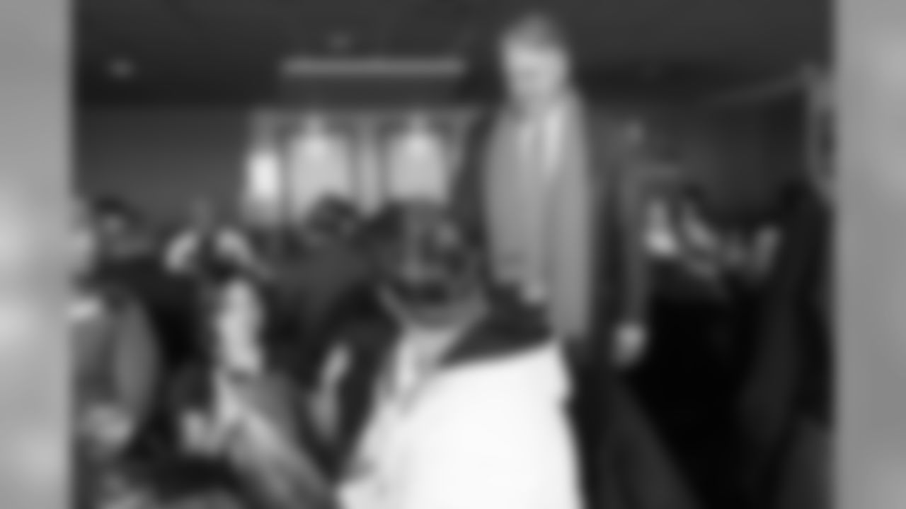 President and CEO Joe Ellis greets cancer survivors during the annual Salute to Survivors banquet pregame before the Broncos' Week 6 game against the Los Angeles Rams at Broncos Stadium at Mile High on October 14, 2018.