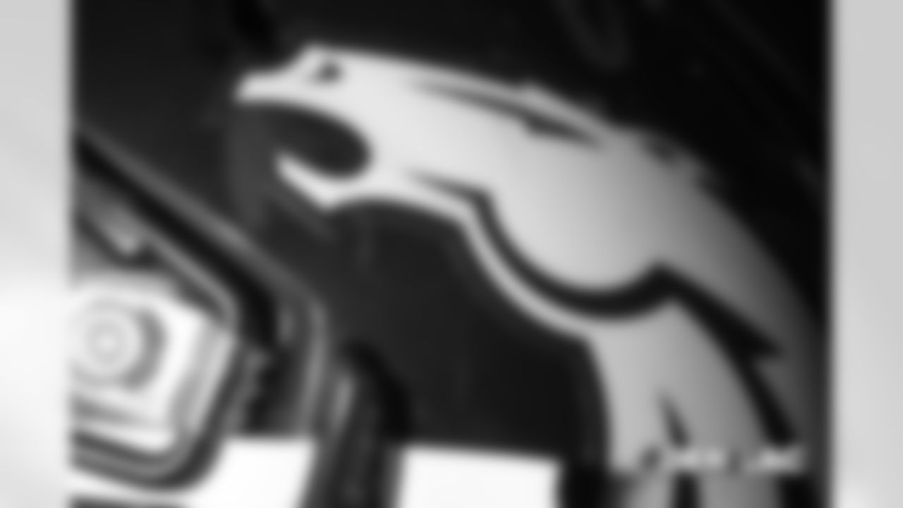 A close-up view of a helmet in the locker room pregame before the Broncos' Week 11 game against the Los Angeles Chargers at StubHub Center on November 18, 2018.