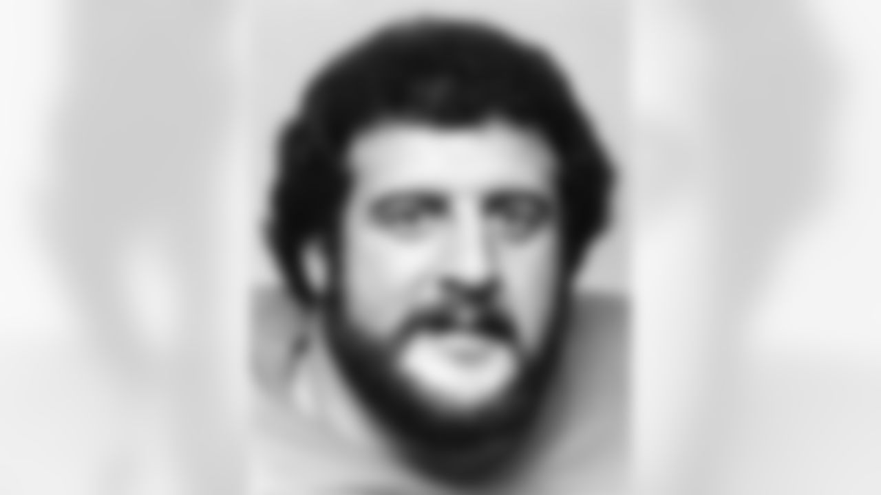 A headshot of Denver Broncos defensive end Lyle Alzado in the 1970s.