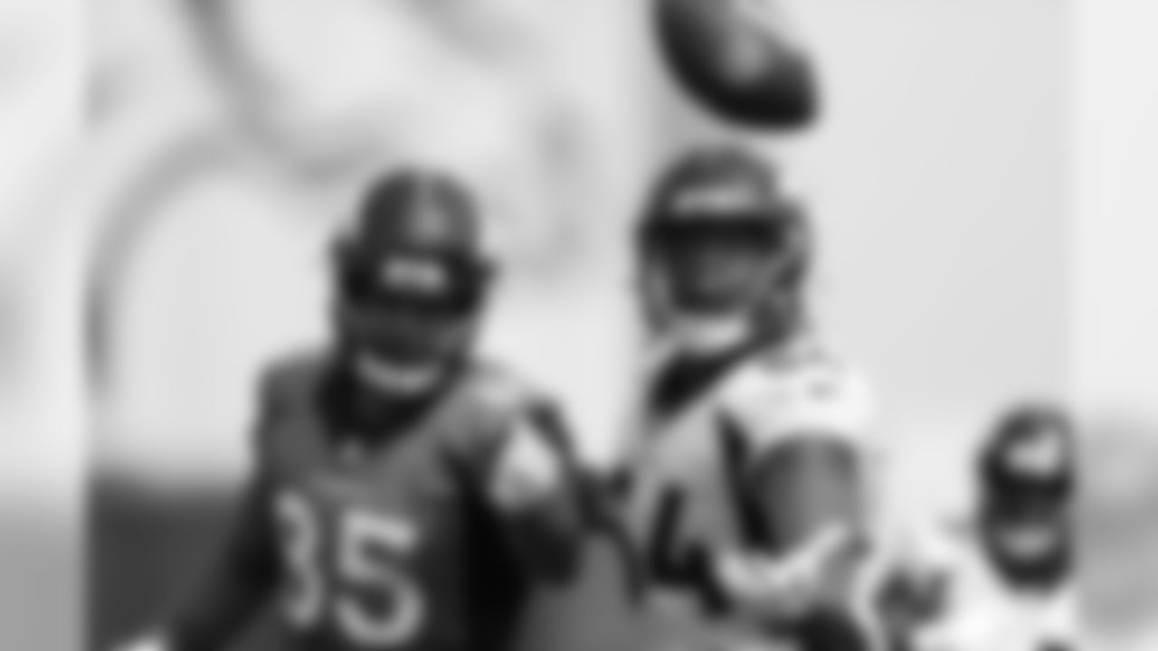 Albert Okwuegbunam and Josh Watson during training camp at UCHealth Training Center in Centennial, CO, August 16, 2020.
Photo by Gabriel Christus