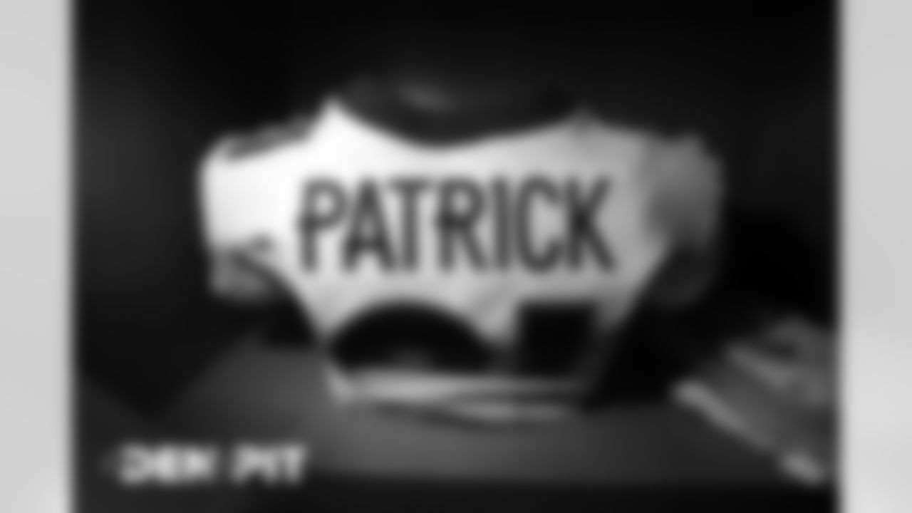 Tim Patrick's jersey and pads in the locker room before the Broncos' Week 2 game against the Pittsburgh Steelers at Heinz Field in Pittsburgh, Pennsylvania, on September 20, 2020. (Photo by Ben Swanson)