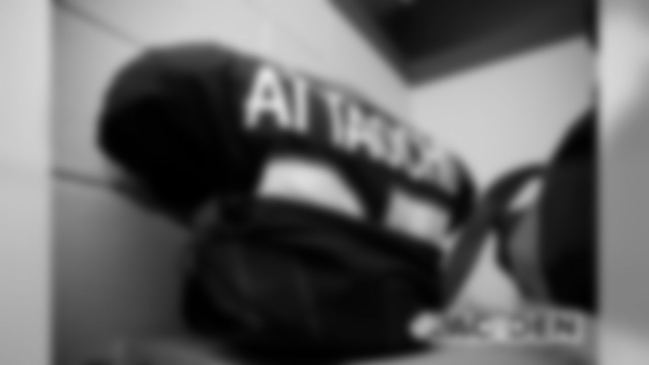 Jeremiah Attaochu's jersey in the locker room before the Broncos' game against the Los Angeles Chargers at Empower Field at Mile High on December 1, 2019. (Photo by Ben Swanson)