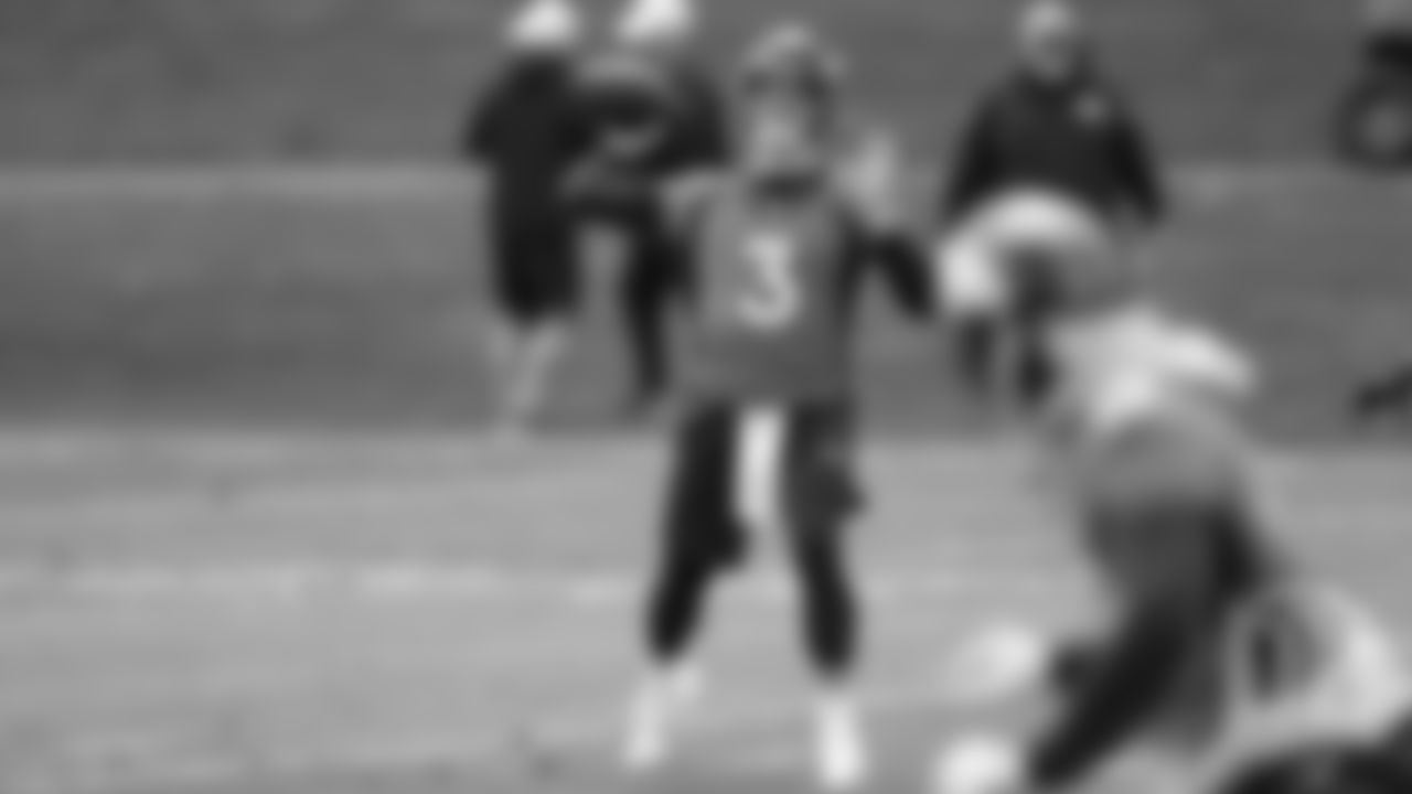 Quarterback Drew Lock during the first day of rookie minicamp practice on May 10, 2019.
