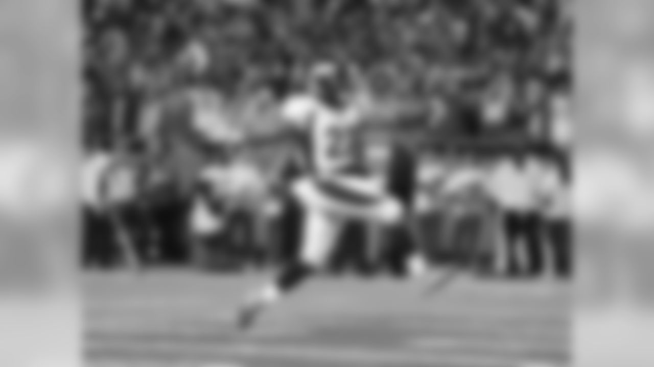 C.J. Anderson glides in to the end zone for a touchdown against the Kansas City Chiefs in 2014. In five years in Denver, Anderson made one Pro Bowl and led the Broncos' rushing attack in 2015. He was the only offensive player to score a touchdown for the Broncos in Super Bowl 50.
