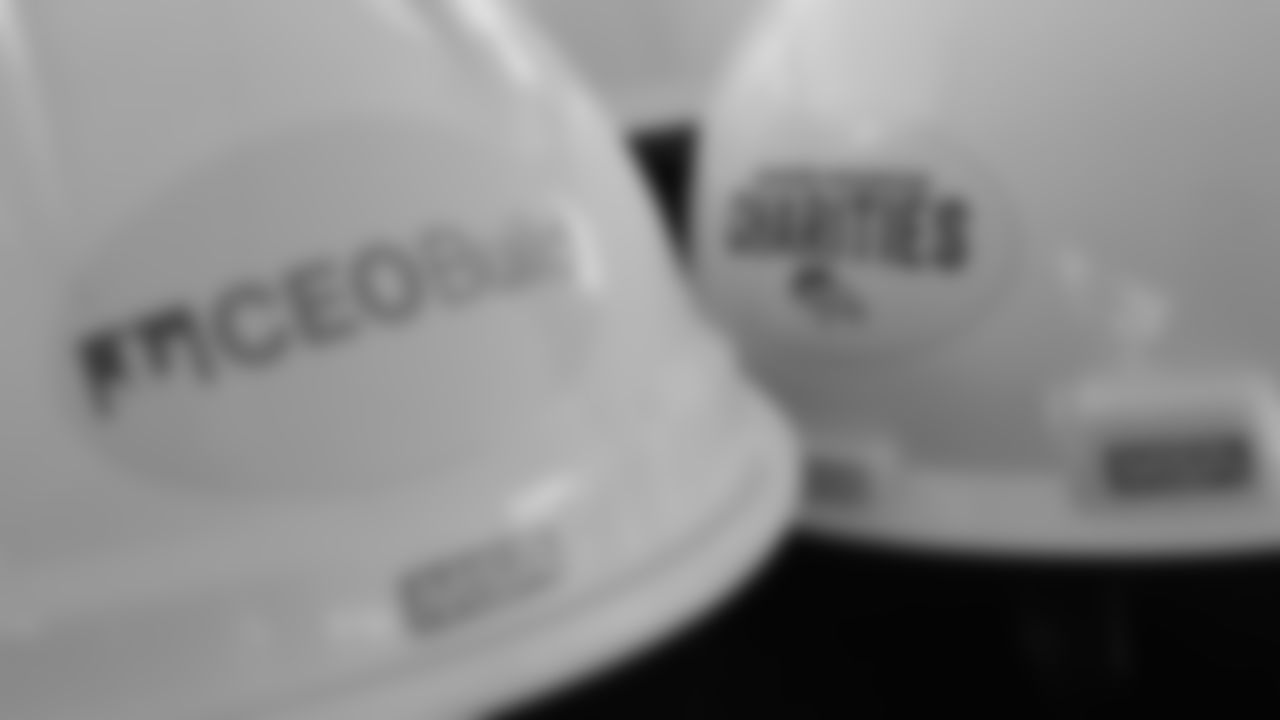 Helmets at the sixth annual CEO Build, co-hosted by Habitat for Humanity of Metro Denver and the Denver Broncos, at Swansea Homes Community on September 26, 2019. (Photo by Ben Swanson)
