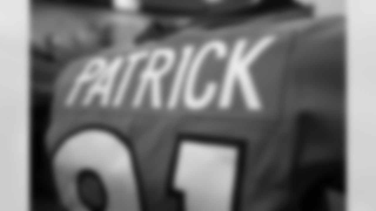 Tim PatrickÕs jersey ahead of the Broncos Week 15 game vs. the Bengals at Empower Field at Mile High on Sunday, December 19, 2021.