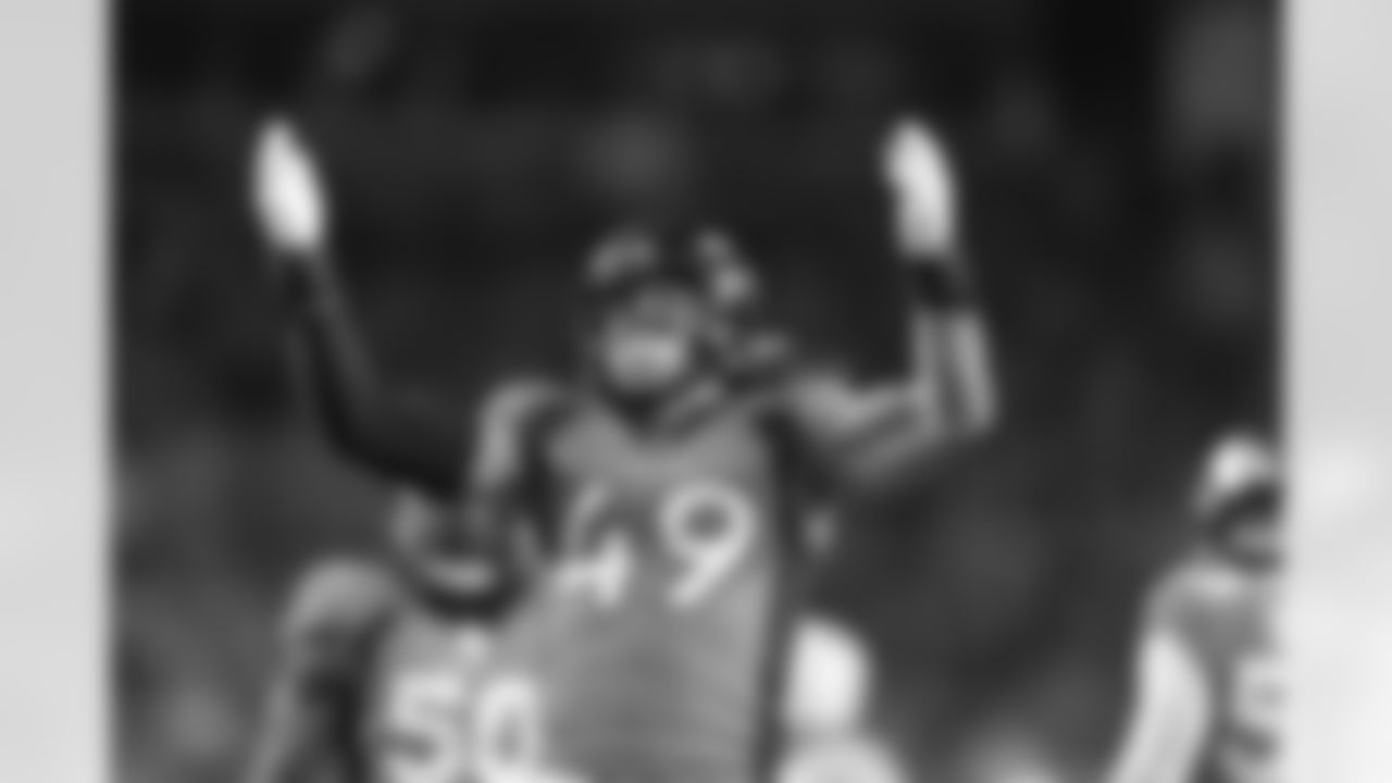 Denver Broncos linebacker Alex Singleton (49) reacts during a NFL game against the Indianapolis Colts on Thursday, October 6, 2022 at Empower Field at Mile High in Denver, Colorado.
Photo by Gabriel Christus / Denver Broncos