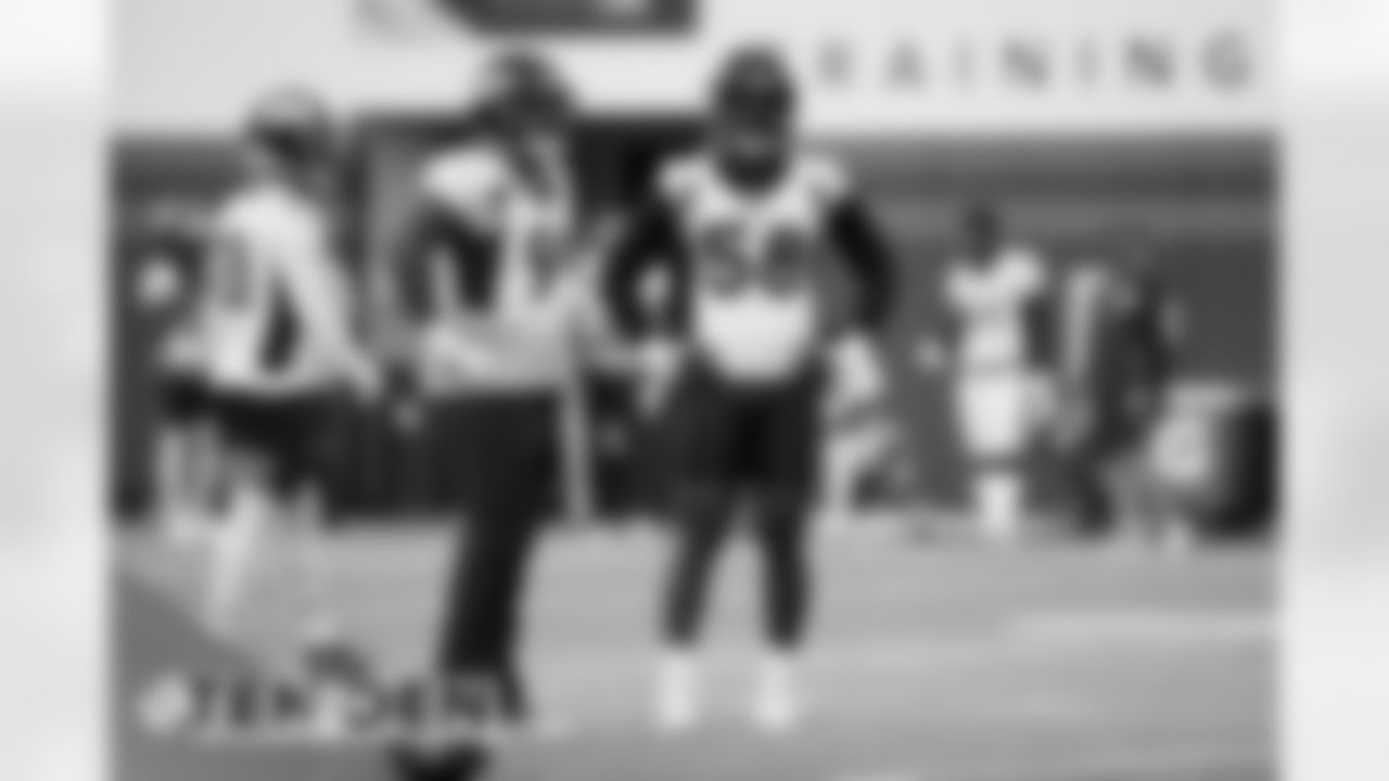 Jurrell Casey and Von Miller during practice at UCHealth Training Center on September 8, 2020. (Photo by Ben Swanson)