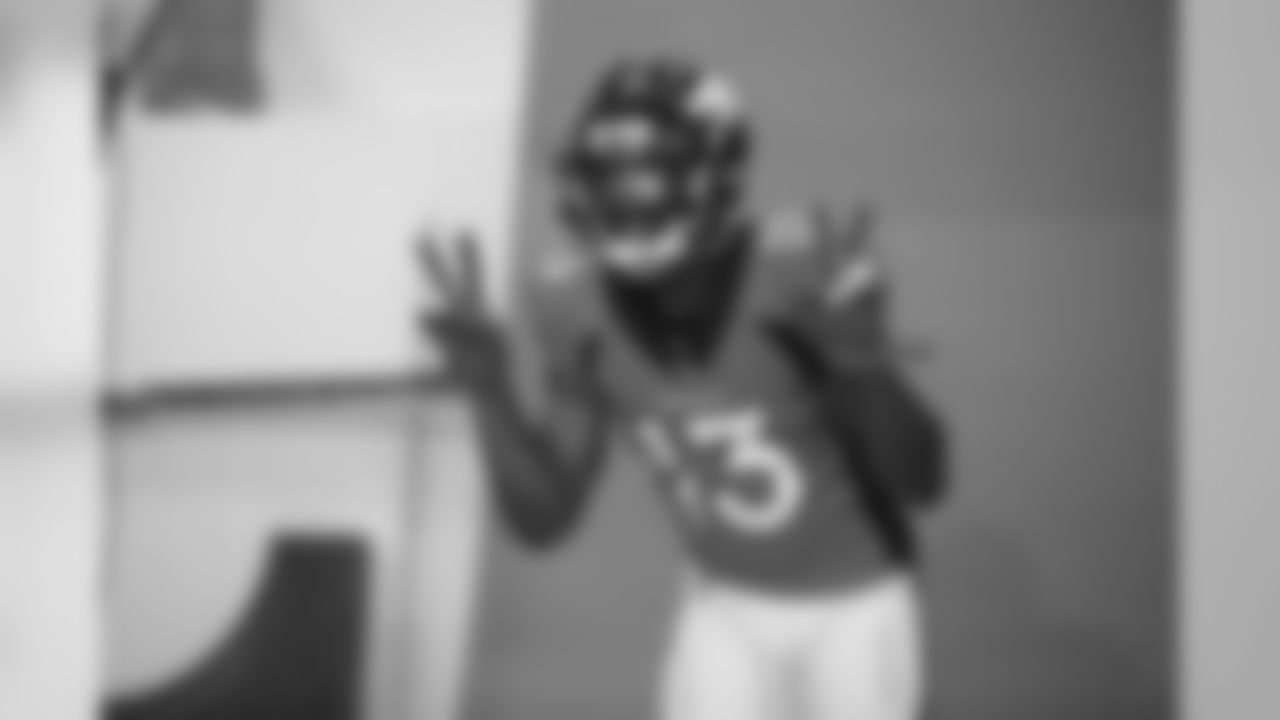 KJ Hamler smiles during a media session with green screens and a photo studio for early reports at UCHealth Training Center on July 31, 2020. (Photo by Ben Swanson)
