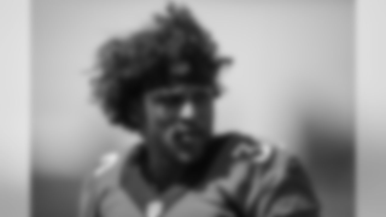 Phillip Lindsay after the first training camp practice at UCHealth Training Center on August 14, 2020. (Photo by Ben Swanson)