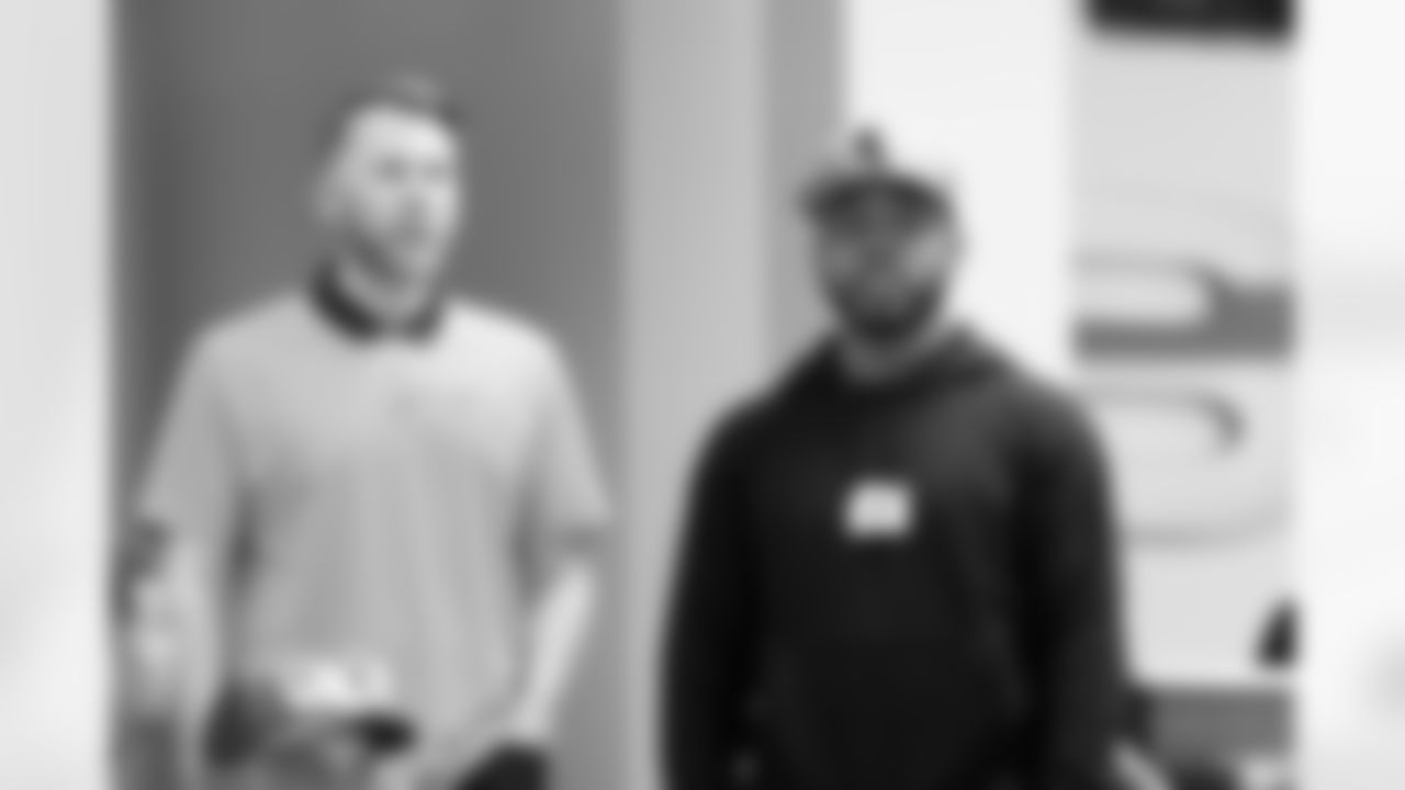 Bryan Chesin and Christian Parker during the first night of the NFL Draft on Thursday, April 28, 2022 at UCHealth Training Center in Englewood, Colorado.
Photo by Gabriel Christus