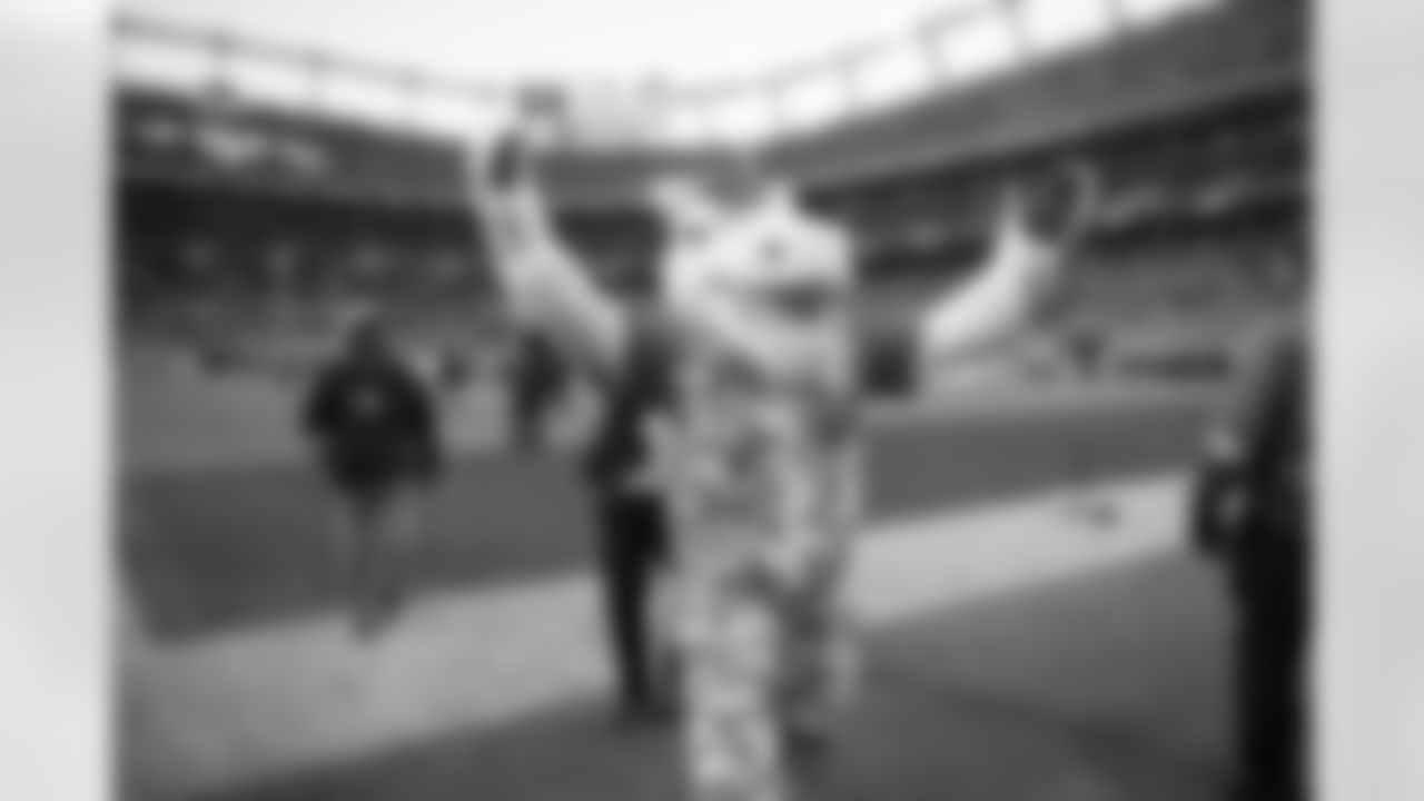 Miles the Mascot during the Broncos' Week 8 game against the Kansas City Chiefs at Empower Field at Mile High in Denver, Colorado on October 29, 2023. Photo by Ben Swanson / Denver Broncos