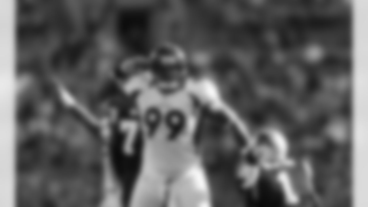 Vickerson gives the Mile-High Salute after one of his two sacks.