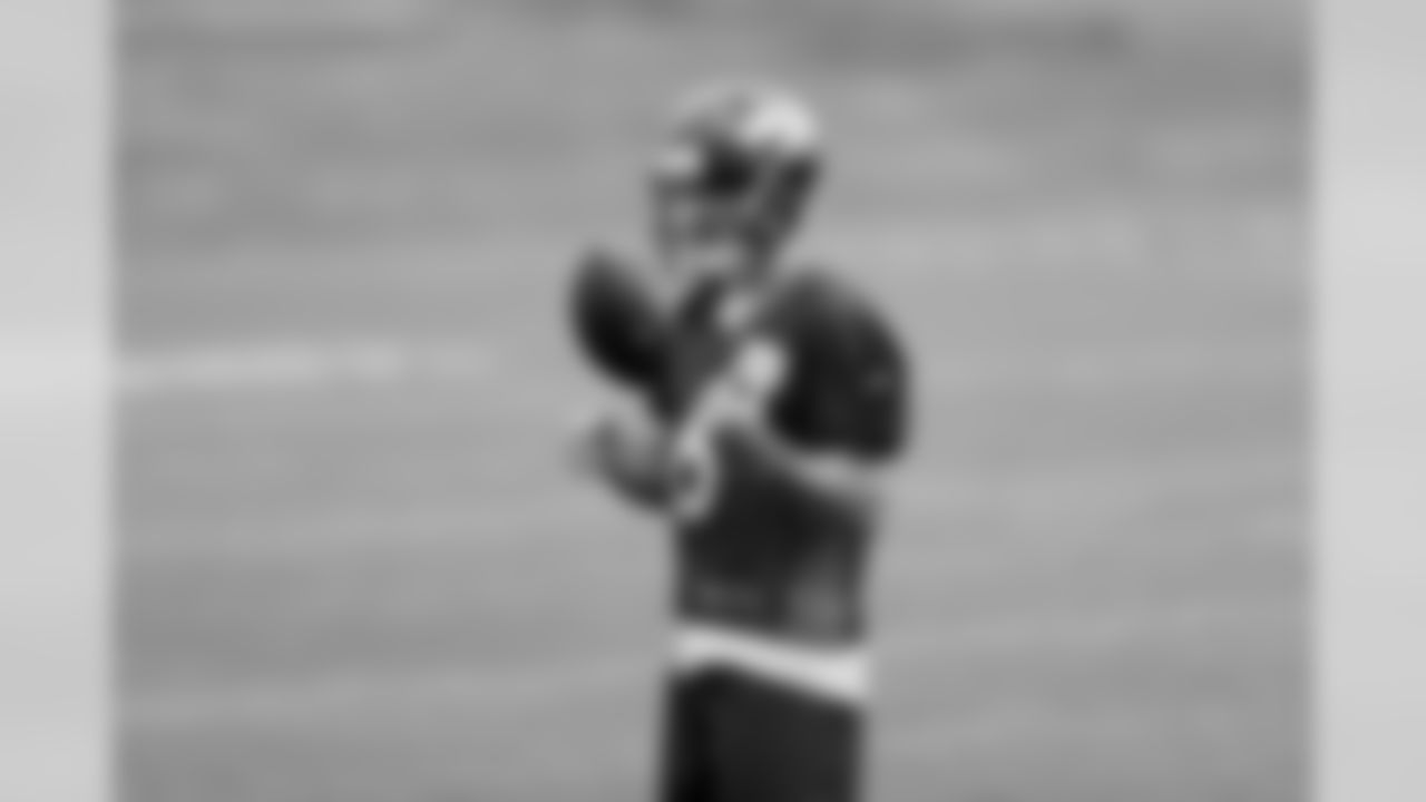 Quarterback Chad Kelly, an eligible non-rookie player, participates in rookie minicamp.
