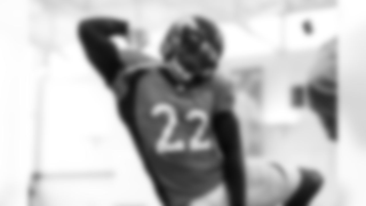 Kareem Jackson during practice on Day 10 of training camp at UCHealth Training Center on August 8, 2021. (Photo by Ben Swanson)