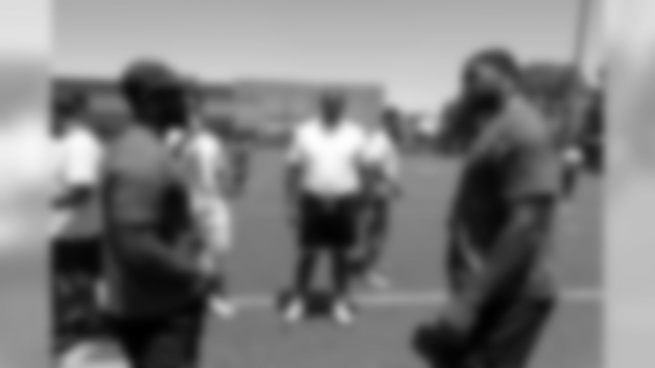 Von Miller, Trent Brown and Calais Campbell at Von Miller's third annual Pass Rush Summit.