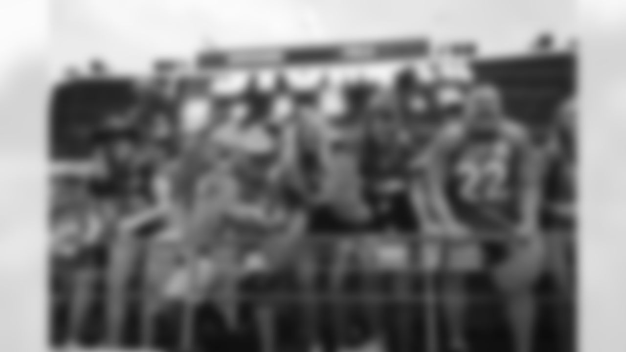 During the taping of hype video segments with fans at Empower Field at Mile High on July 25, 2021. (Photo by Gabriel Christus)