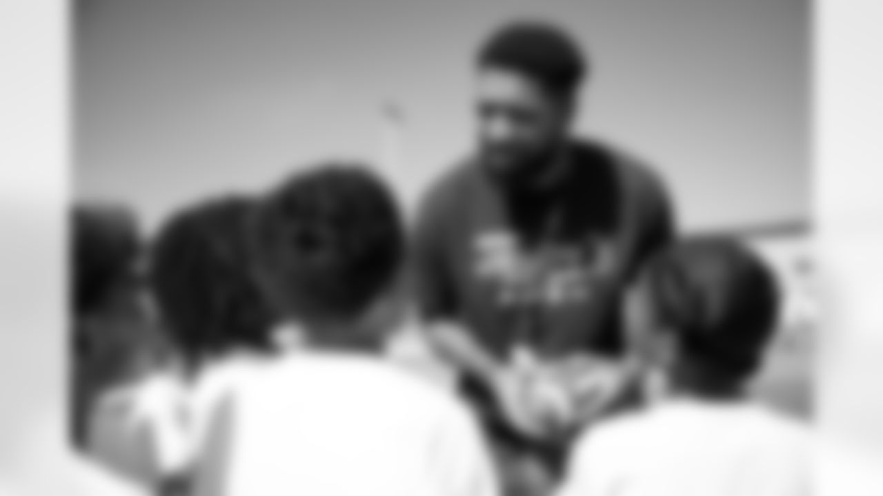 Tim Patrick at Jerry Jeudy's youth football camp on June 28, 2023 in Englewood, Colorado. Photo by Ben Swanson / Denver Broncos