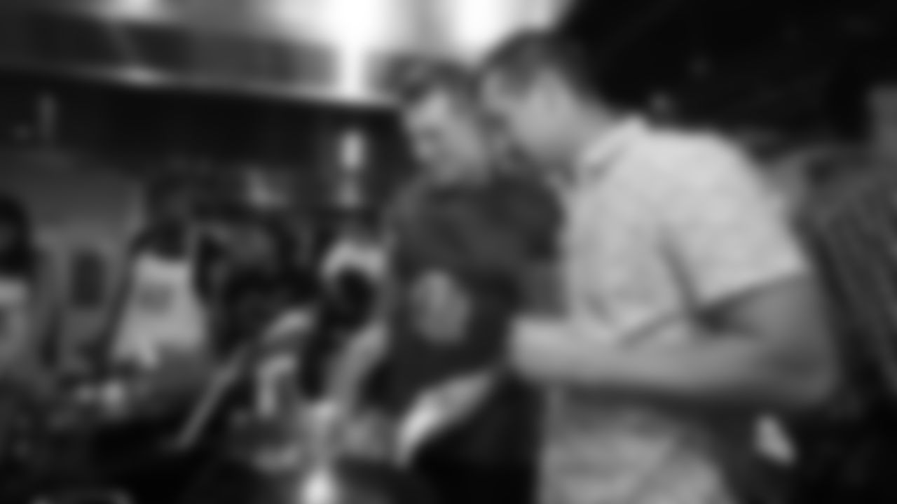Jeff Heuerman and Brandon McManus at McManus' first annual Kickin' It in the Kitchen fundraiser event to support his Project McManus foundation on September 23, 2019.