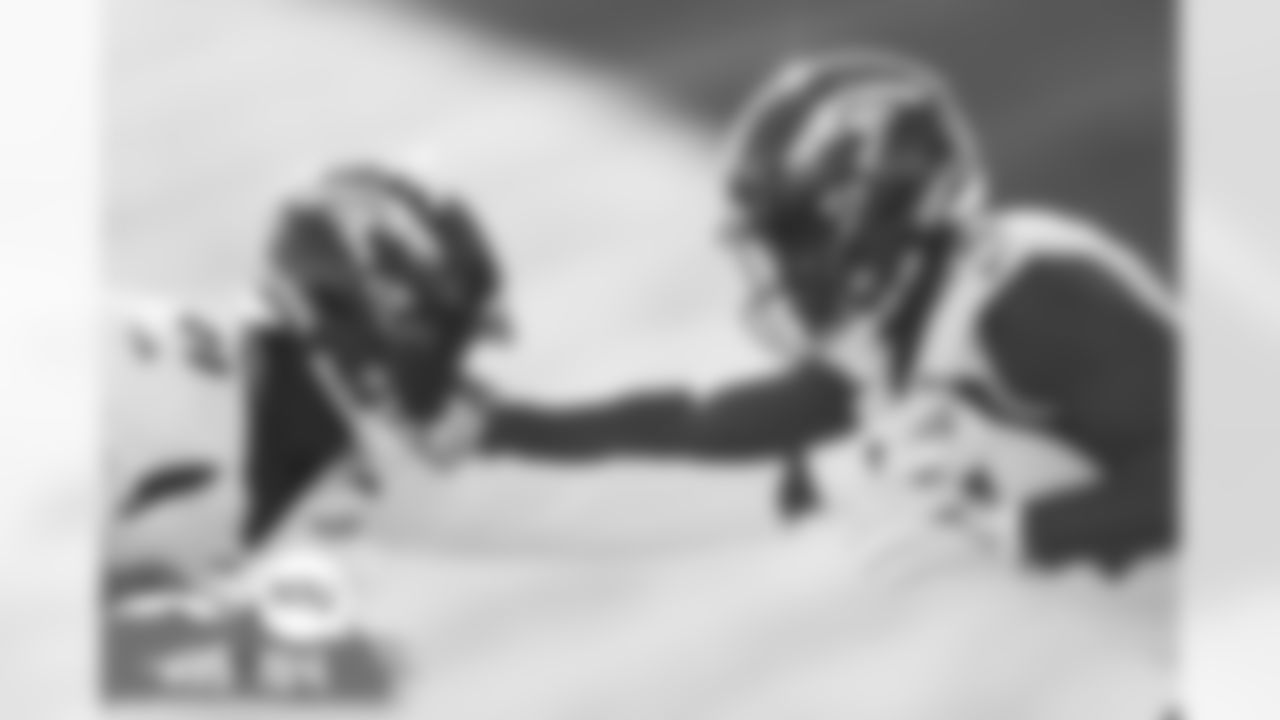 Stephen Weatherly and Aaron Patrick during practice on Thursday, October 28, 2021 at UCHealth Training Center in Denver, Colorado.
Photo by Gabriel Christus