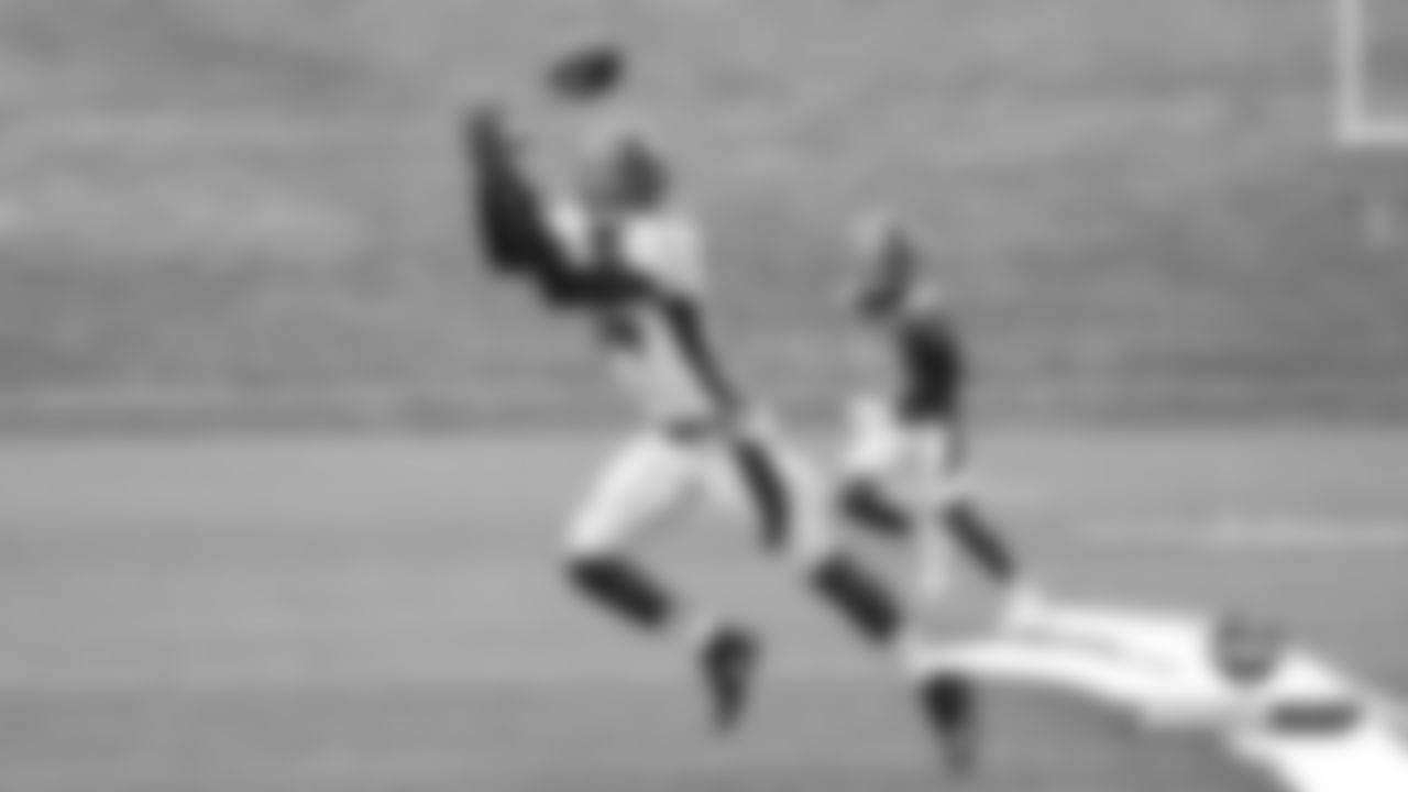 Courtland Sutton makes a catch during practice on Day 10 of training camp on July 29, 2019.