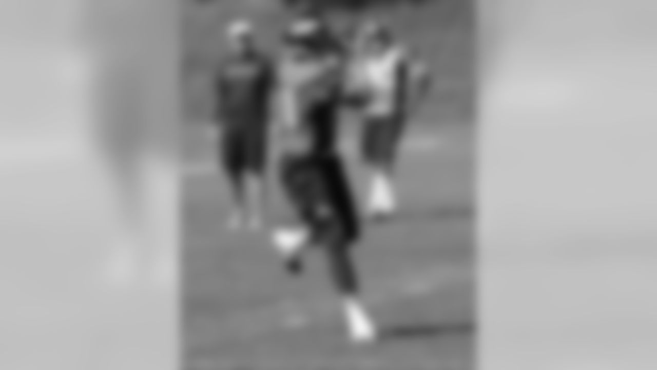 TE Joel Dreessen secures a catch during Monday's practice.