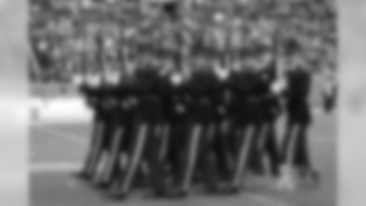 The U.S. Army Drill Team performs during the halftime show of the NFL game against the Cleveland Browns at Empower Field at Mile High in Denver, Colorado, November 03, 2019.
Photo by Gabriel Christus