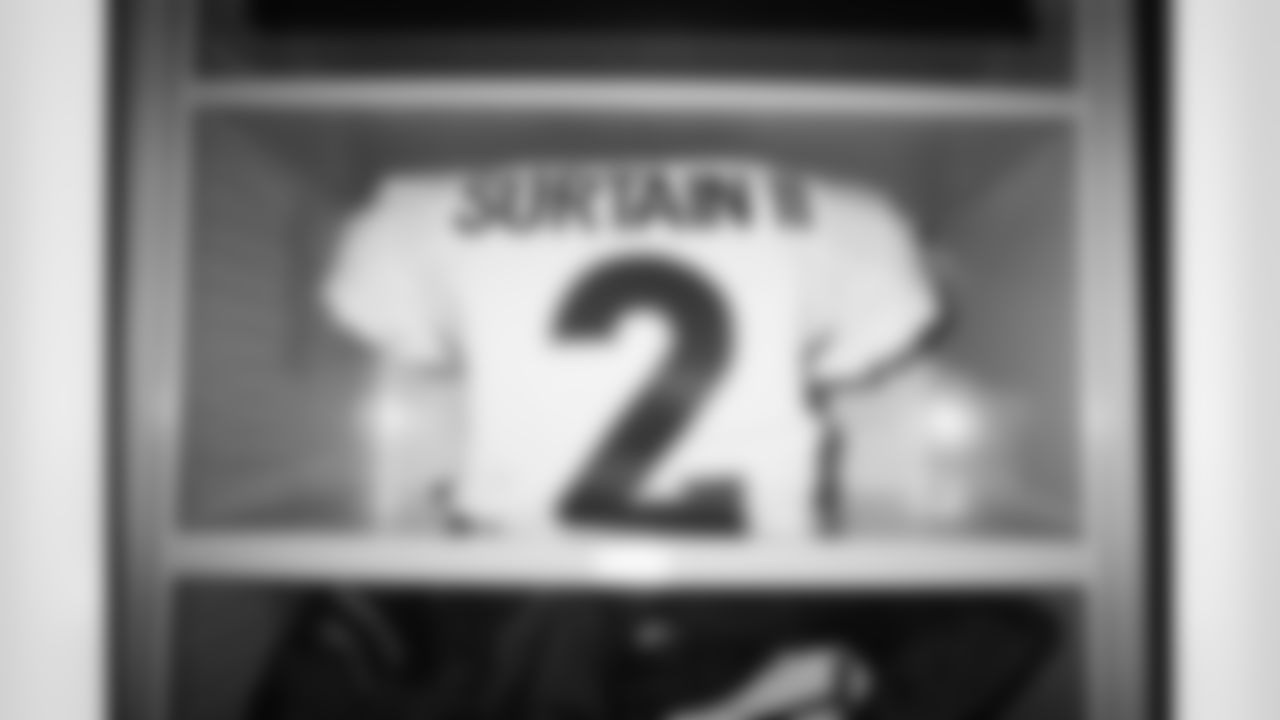 A film photo of Pat Surtain II's jersey in the locker room from the Broncos' preseason game against the Minnesota Vikings at U.S. Bank Stadium on August 14, 2021. (Photo by Joe Abdellah)