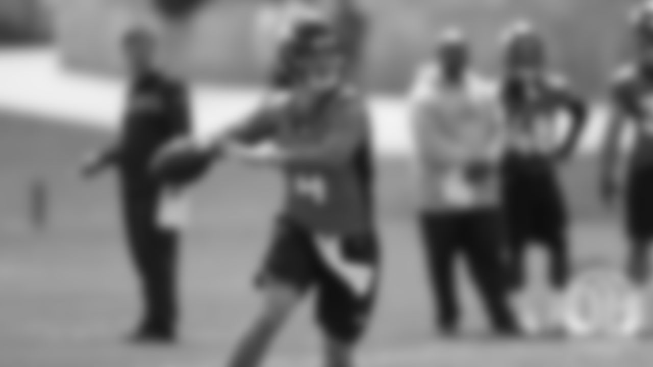 Quarterback Brett Rypien during the first day of rookie minicamp practice on May 10, 2019.
