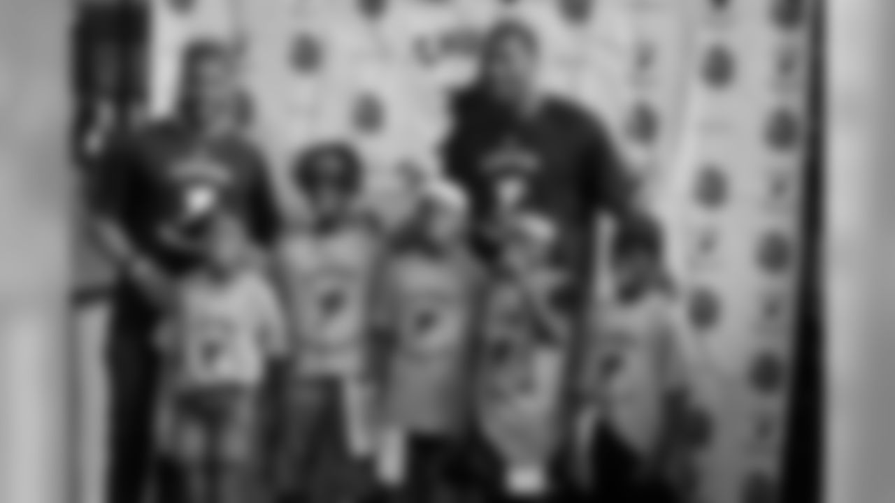 Bradley Chubb hosts a youth football camp along with his brother and his parents at Mercedes-Benz Stadium in Atlanta on June 30, 2019.