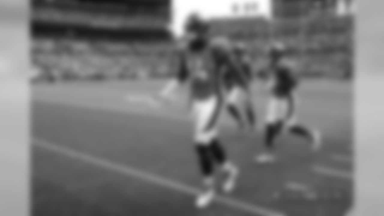 Courtland Sutton during pregame warmups before the Broncos' game against the Oakland Raiders at Broncos Stadium at Mile High in Denver, Colorado, September 16, 2018.
Photo by Gabriel Christus