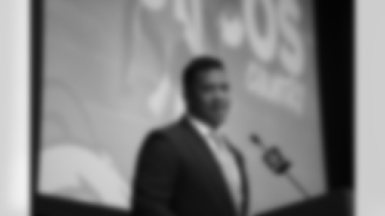 Russell Wilson during a press conference introducing him as the new quarterback for the Denver Broncos on Wednesday, March 16, 2022 at UCHealth Training Center in Denver, Colorado.
Photo by Gabriel Christus