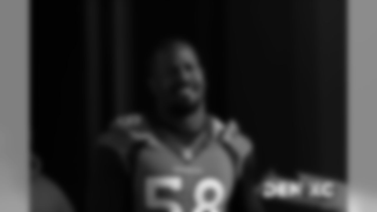 Von Miller action during practice at UCHealth Training Center in Centennial, CO, December 11, 2019.
Photo by Gabriel Christus