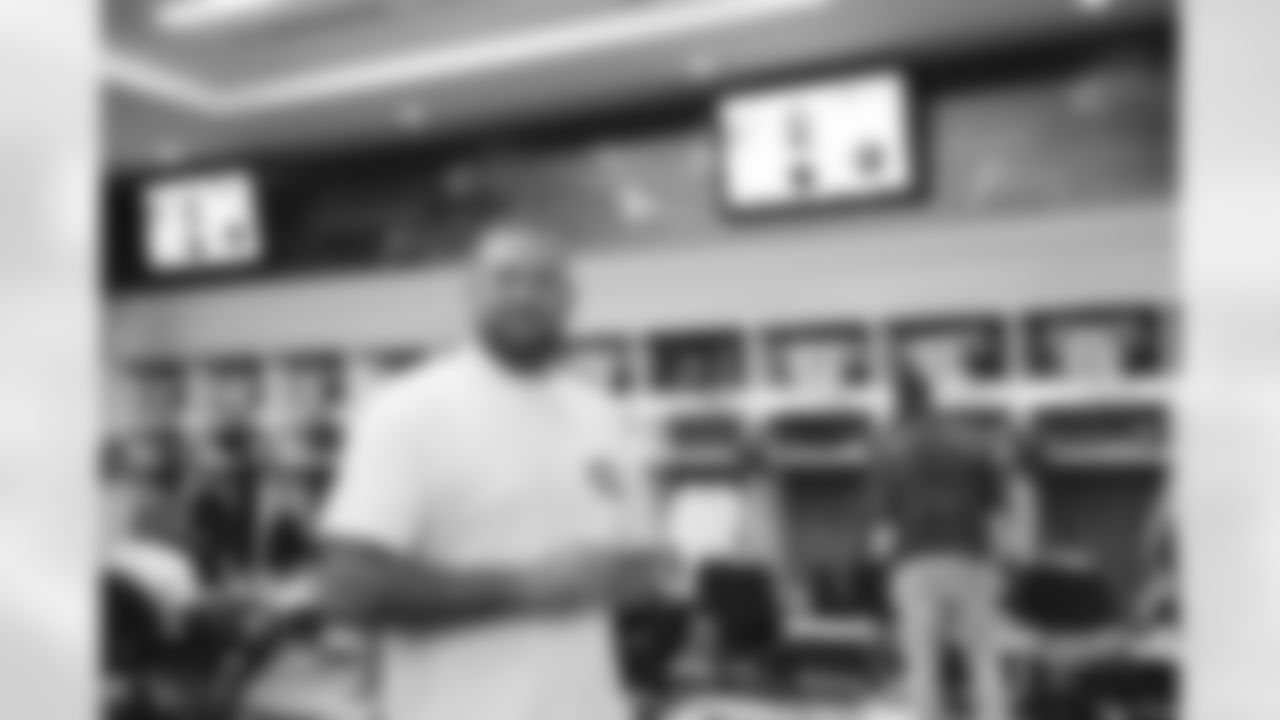 Dalton Risner inside the locker room before the Broncos' preseason Week 1 game against the Dallas Cowboys at Empower Field at Mile High in Denver, Colorado on August 13, 2022. (Photo by Gabriel Christus)