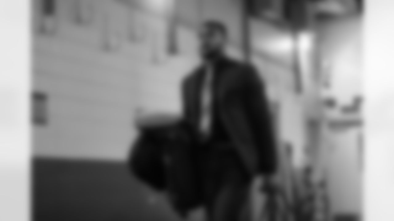 Noah Fant arrives before the Broncos' Week 1 game against the New York Giants at MetLife Stadium in East Rutherford, New Jersey, on September 12, 2021. (Photo by Gabriel Christus)