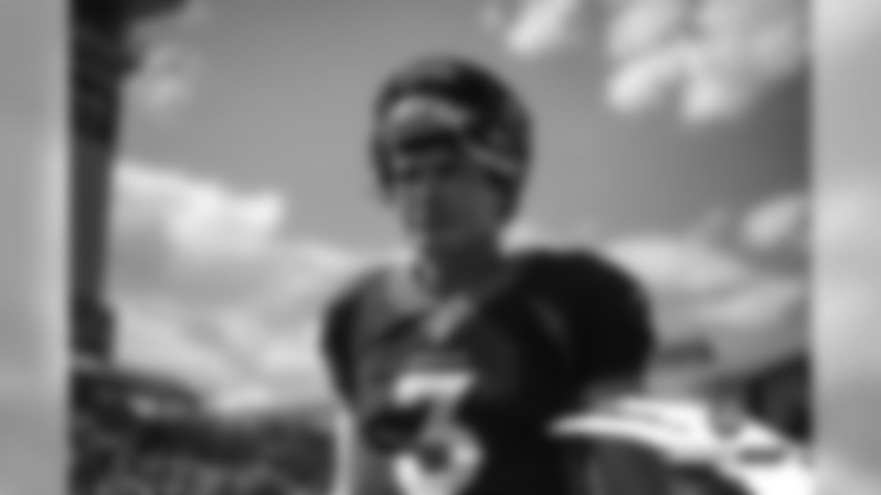 Drew Lock during practice on Day 6 of training camp on July 24, 2019.