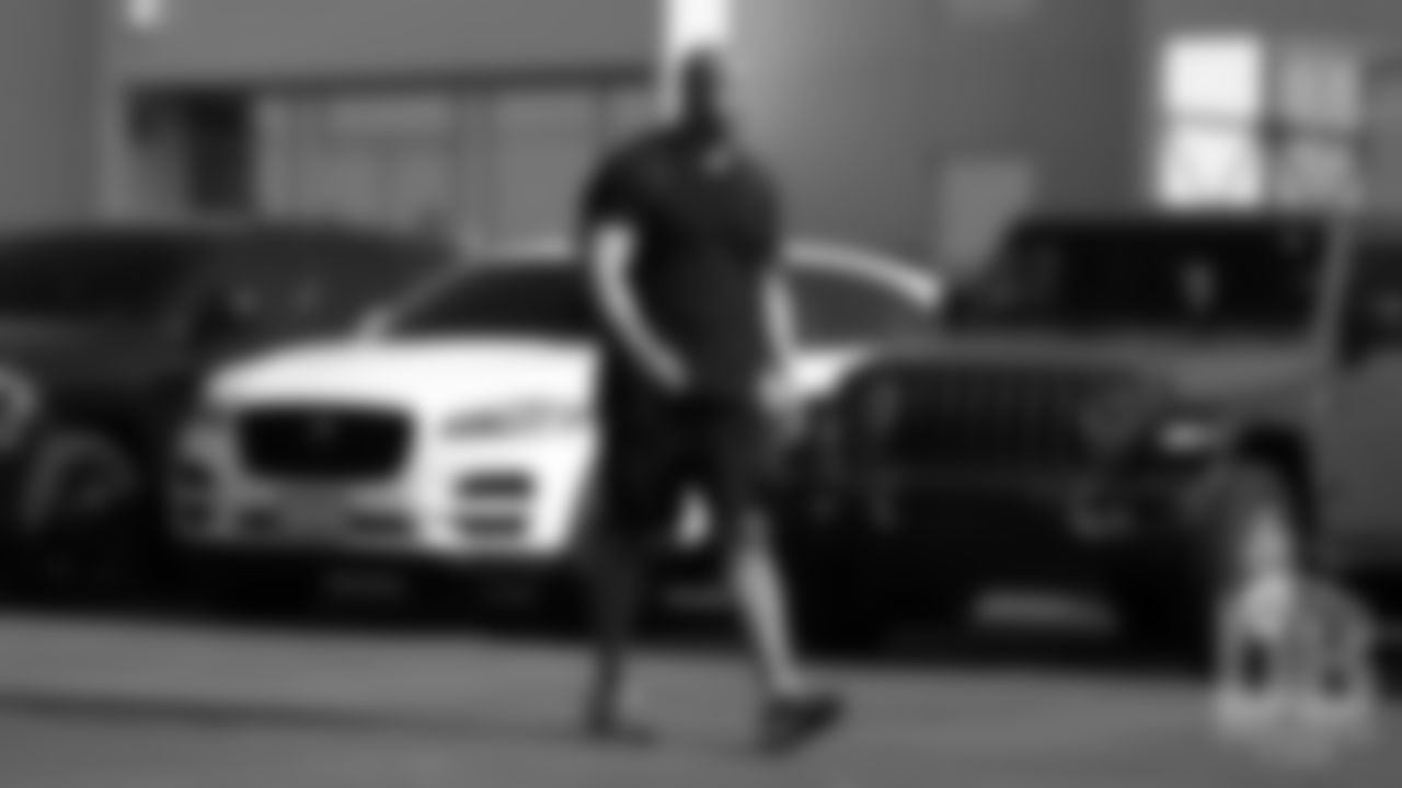 Aaron Wallace arrives at UCHealth Training Center to report for training camp on July 17, 2019.