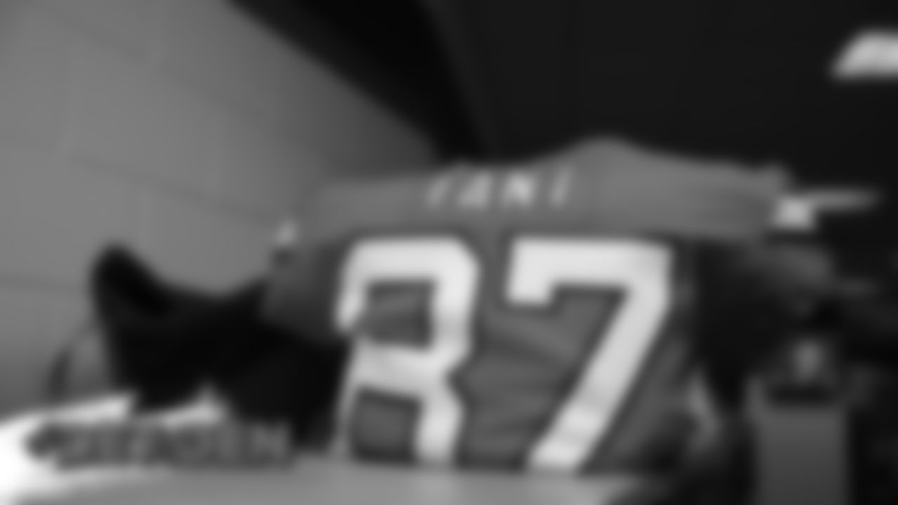 Noah Fant's jersey in the locker room before the Broncos' game against the Detroit Lions at Empower Field at Mile High on December 22, 2019. (Photo by Ben Swanson)