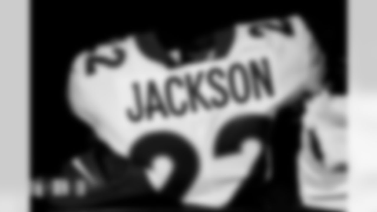 Kareem Jackson's jersey in the locker room before the Broncos' Week 4 game against the Las Vegas Raiders at Allegiant Stadium in Las Vegas, Nevada on October 2, 2022. (Photo by Gabriel Christus)